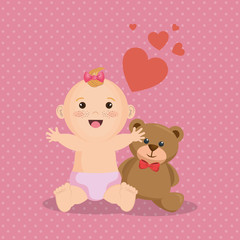 Obraz na płótnie Canvas baby shower card with little girl vector illustration design
