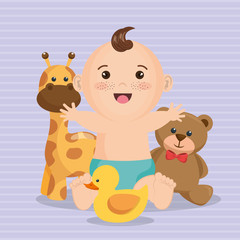 Obraz na płótnie Canvas baby shower card with little boy vector illustration design