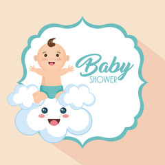 baby shower card with little boy vector illustration design