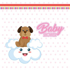 baby shower card with cute dog vector illustration design
