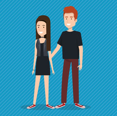 Fototapeta na wymiar young couple avatars characters vector illustration design