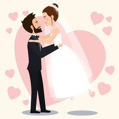 housband lifting wife avatars characters vector illustration design