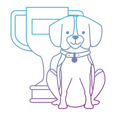 cute dog with trophy character vector illustration design