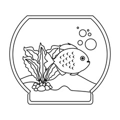 aquarium bowl with colors fish vector illustration design