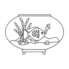 aquarium bowl with colors fish vector illustration design