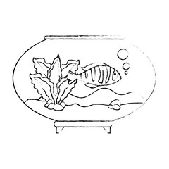 aquarium bowl with colors fish vector illustration design
