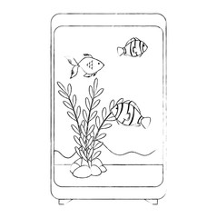 rectangular aquarium with colors fish vector illustration design