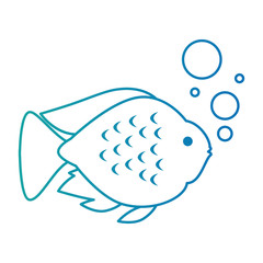 cute ornamental fish with air bubbles vector illustration design