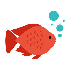 cute ornamental fish with air bubbles vector illustration design