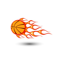 Basketball with a tail from the flame vector icon.