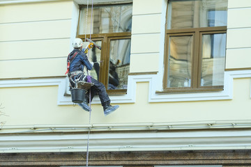 St. Petersburg, Russia - April, 15, 2018: Steeplejack works in St. Petersburg