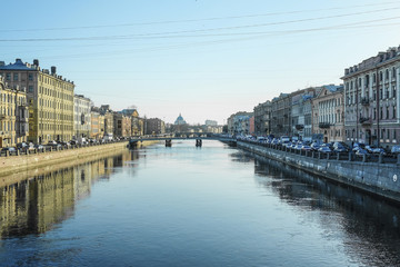 Fototapeta premium St. Petersburg, Russia - April, 17, 2018: Fontanka embankment in St. Petersburg