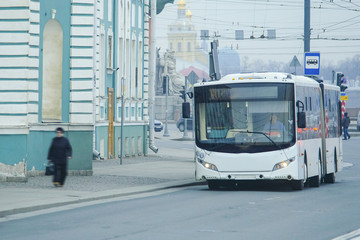 St. Petersburg, Russia - April, 17, 2018: bus on the street of St. Petersburg
