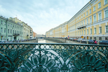 St. Petersburg, Russia - April, 17, 2018: Fontanka embankment in St. Petersburg