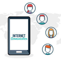 smartphone with internet connection vector illustration design