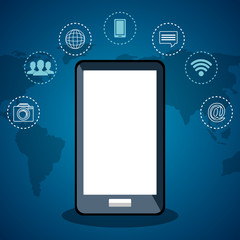 smartphone with internet communication vector illustration design