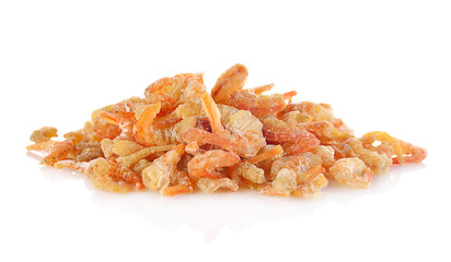Dried shrimp isolated on a white background.