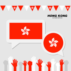 National celebration with Hong Kong flag decoration
