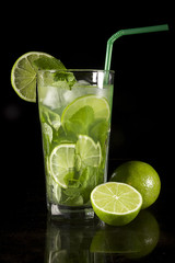 Mojito and lime cocktail