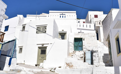 Traditional white houses of Chora Town in Serifos Island, Greece