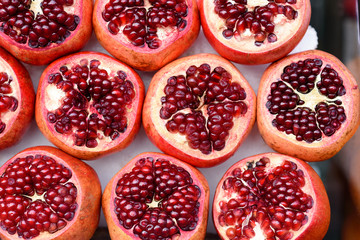 Pomegranate healthy background. 