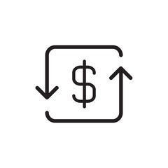 money exchange, money return outline vector icon. Modern simple isolated sign. Pixel perfect vector illustration for logo, website, mobile app and other designs