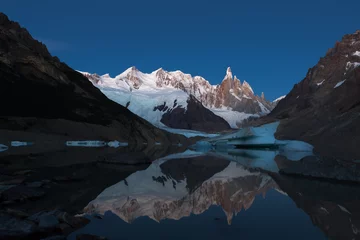 Wall murals Cerro Torre Reflection of the Cerro Torre on the Laguna Torre at pre dawn morning, the mountains in the Southern Patagonian Ice Field in South America.Los Glaciares National Park, El Chalten, Argentina.