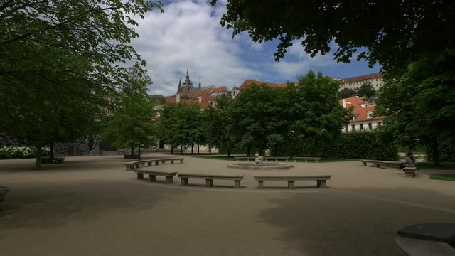 Wallenstein Garden with a fountain and benches
