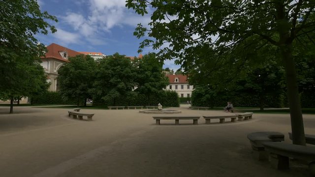 Stone benches in Wallenstein Garden