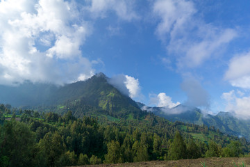 Scenic view of mountain range at Bromo Tengger Semeru National Park, East Java of Indonesia. 