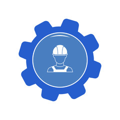 Builder in hemlet icon. Vector Illustration