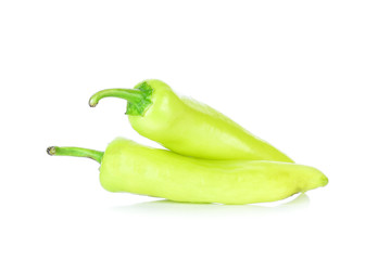 Green hot chili pepper isolated on the white background