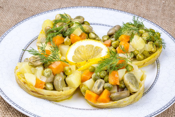 Turkish foods; artichoke with olive oil (zeytinyagli enginar)