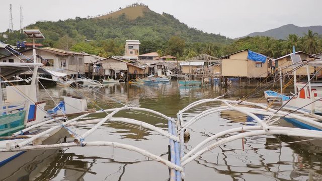 Coron bay with and pier. Sulu Sea. Palawan. Philippines. Busuanga island.