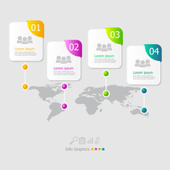 illustration of square infographic elements layout 4 steps for business presentation