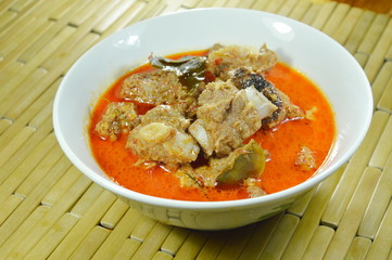 boiled pork rib with coconut milk curry on bowl