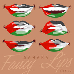 Woman Lips Painted World Flag : Vector Illustration