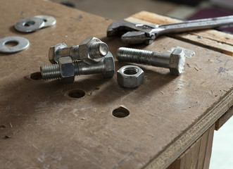 Nuts and bolts on workbench