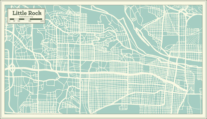 Little Rock USA City Map in Retro Style. Outline Map. © BooblGum