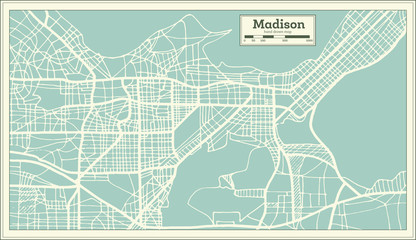 Madison USA City Map in Retro Style. Outline Map.