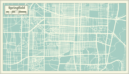 Fototapeta premium Springfield USA City Map in Retro Style. Outline Map.