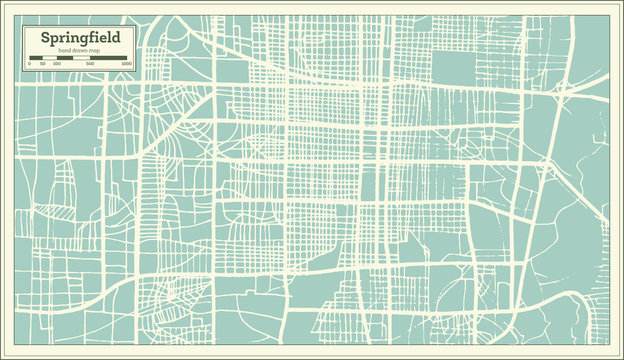 Springfield USA City Map in Retro Style. Outline Map.