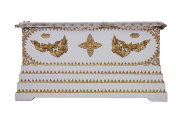 Coffin for Cremation, Thai Tradition  Isolate On White Background.