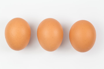 Close up of eggs isolated on white background