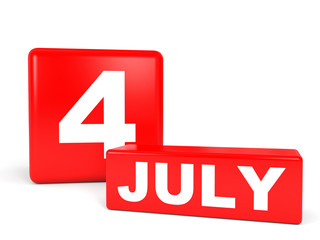 July 4. Calendar on white background.