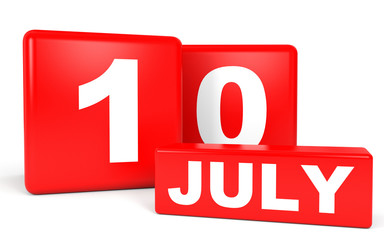 July 10. Calendar on white background.