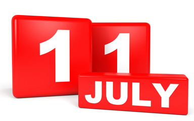 Obraz premium July 11. Calendar on white background.