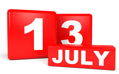 July 13. Calendar on white background.