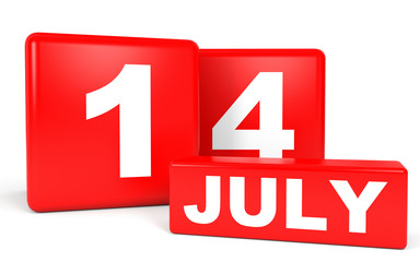 July 14. Calendar on white background.