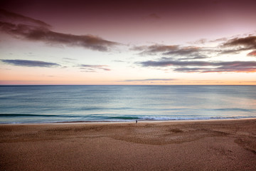 Obraz premium Beautiful seascape, sunset by the ocean, with retro toning